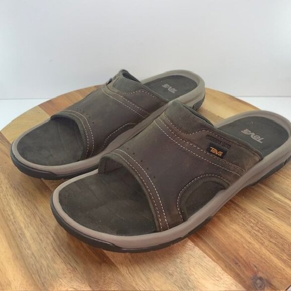 Teva Langdon Slides Mens Size 13 Brown Waterproof Leather Comfort Slip On 101515 main image 10